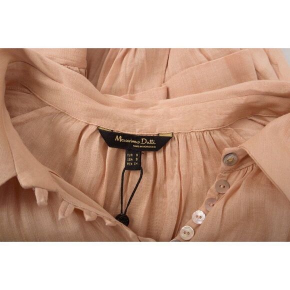 Massimo Dutti Womans Blouse Shirt Top Size S Silk Linen Peach 5108/575 NWT - Picture 6 of 6